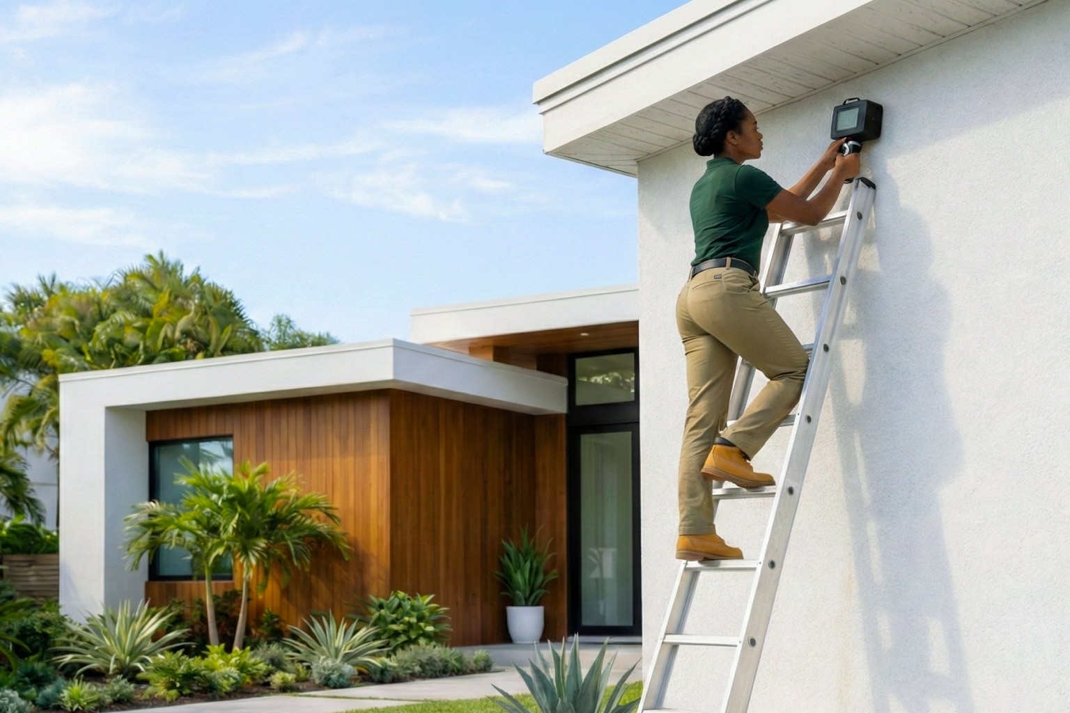 Mold inspector working