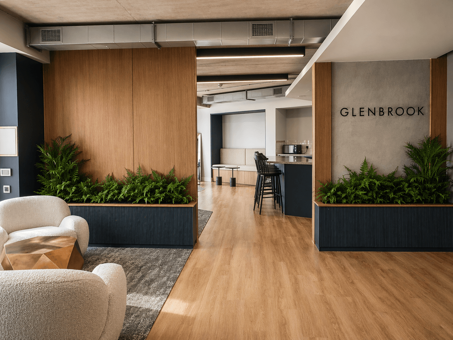 Comfortable seating and reception area in city centre Manchester office