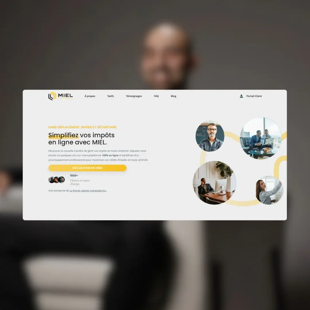 Exemple de site web réalisé pour Mes Impôts en Ligne – design moderne et navigation intuitive pour clients au Québec.