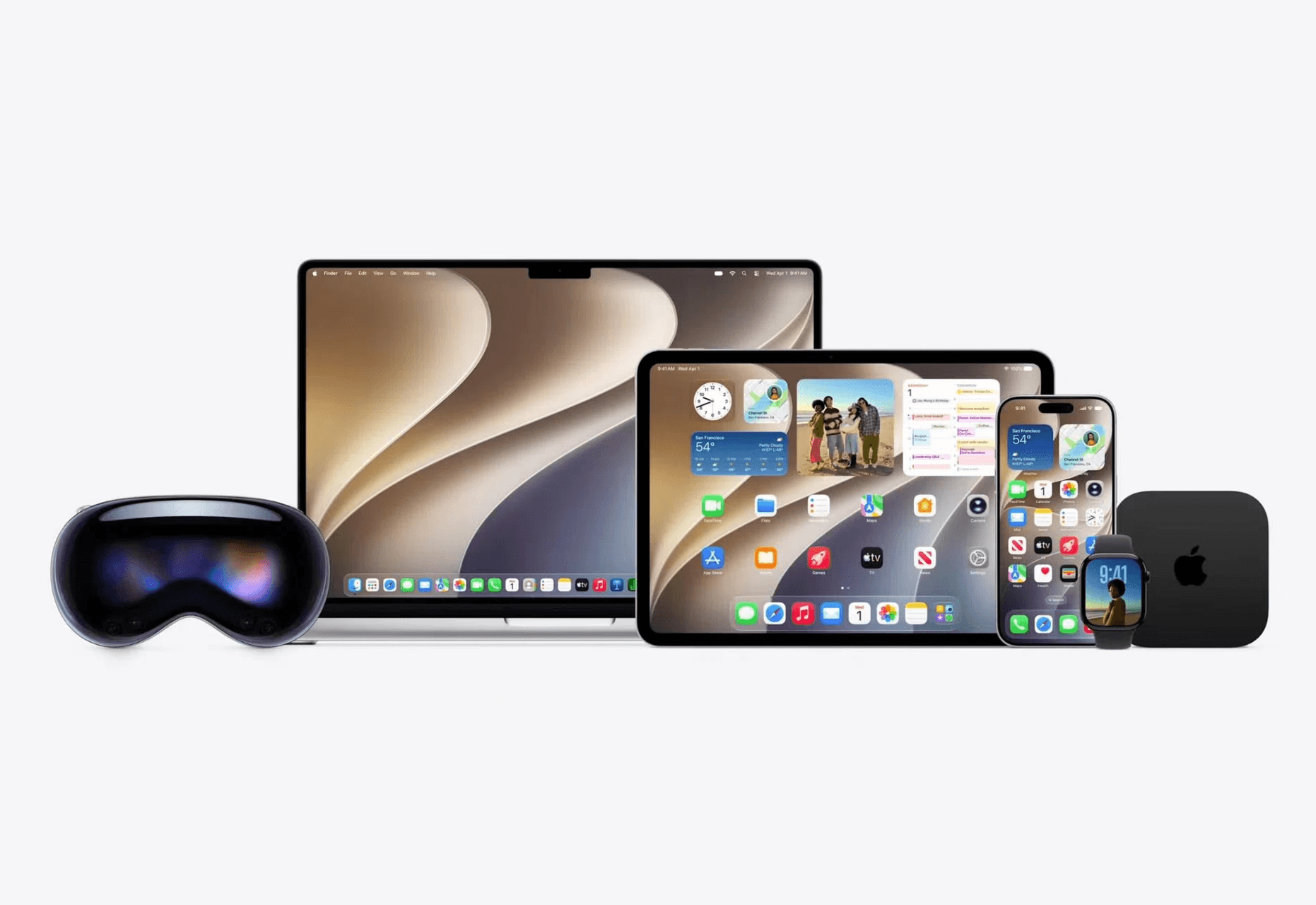Integração entre iPhone, Mac, iPad, Apple Watch e outros dispositivos Apple.
