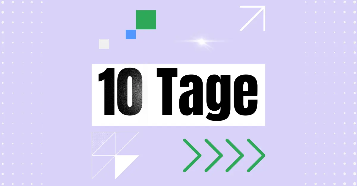 NOAVIA 10-Tage-Sprint für Prozessautomatisierung: Leuchtende Neon-Zahl 10 mit Geschwindigkeitsstreifen symbolisiert die schnelle Umsetzung von Genehmigungsworkflows, E-Rechnungs-Empfang und automatisierten KPI-Dashboards in nur zehn Tagen.