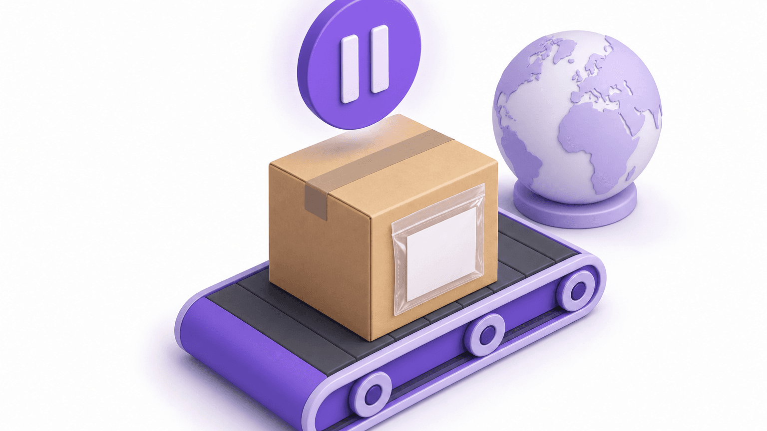International parcel with customs form paused before leaving the warehouse