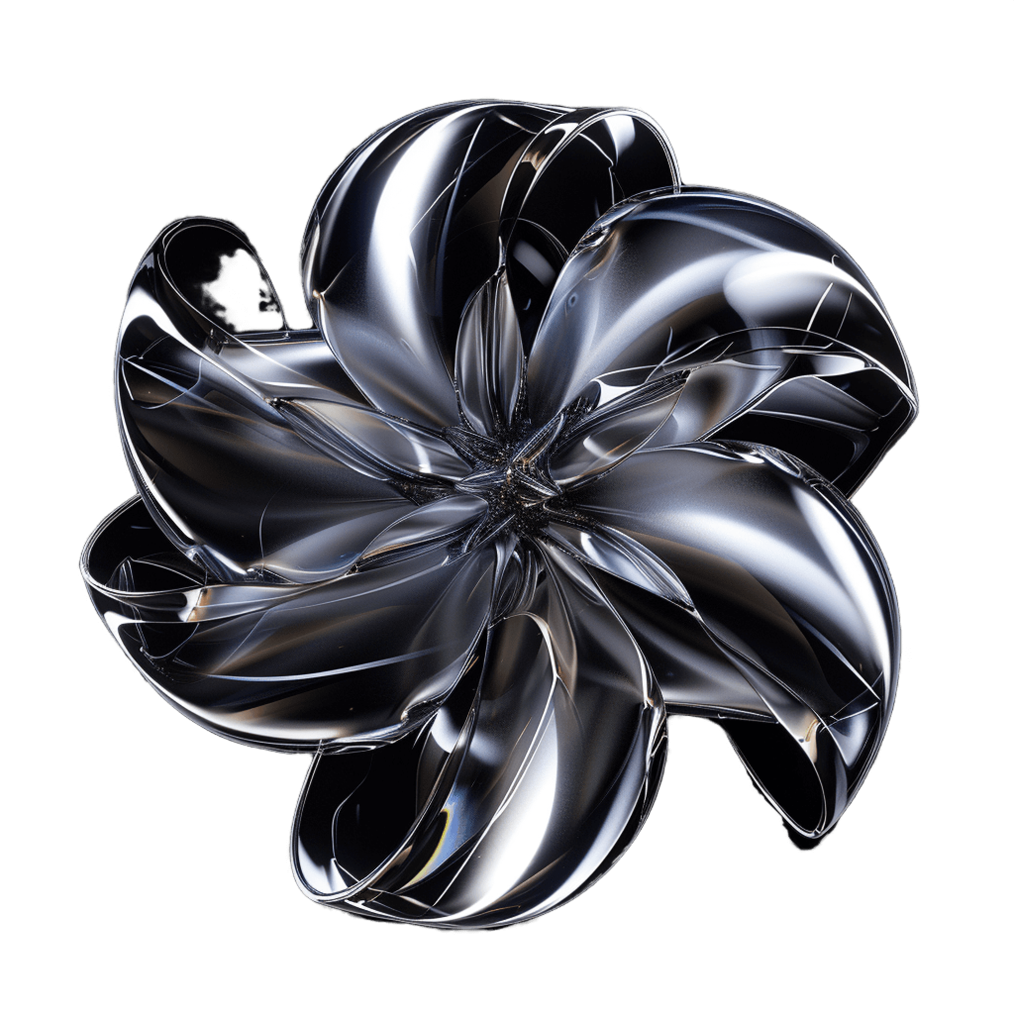 Grey metallic flower shaped object