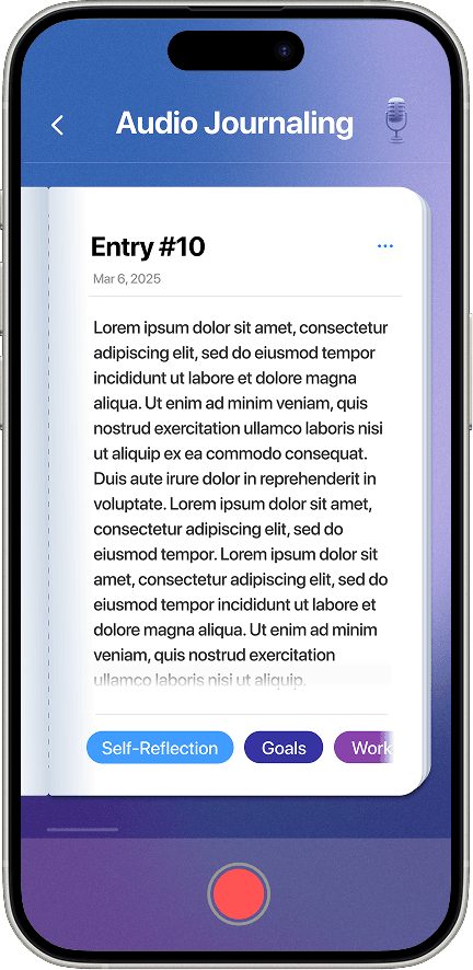 Prototype screenshot of one entry's transcript.