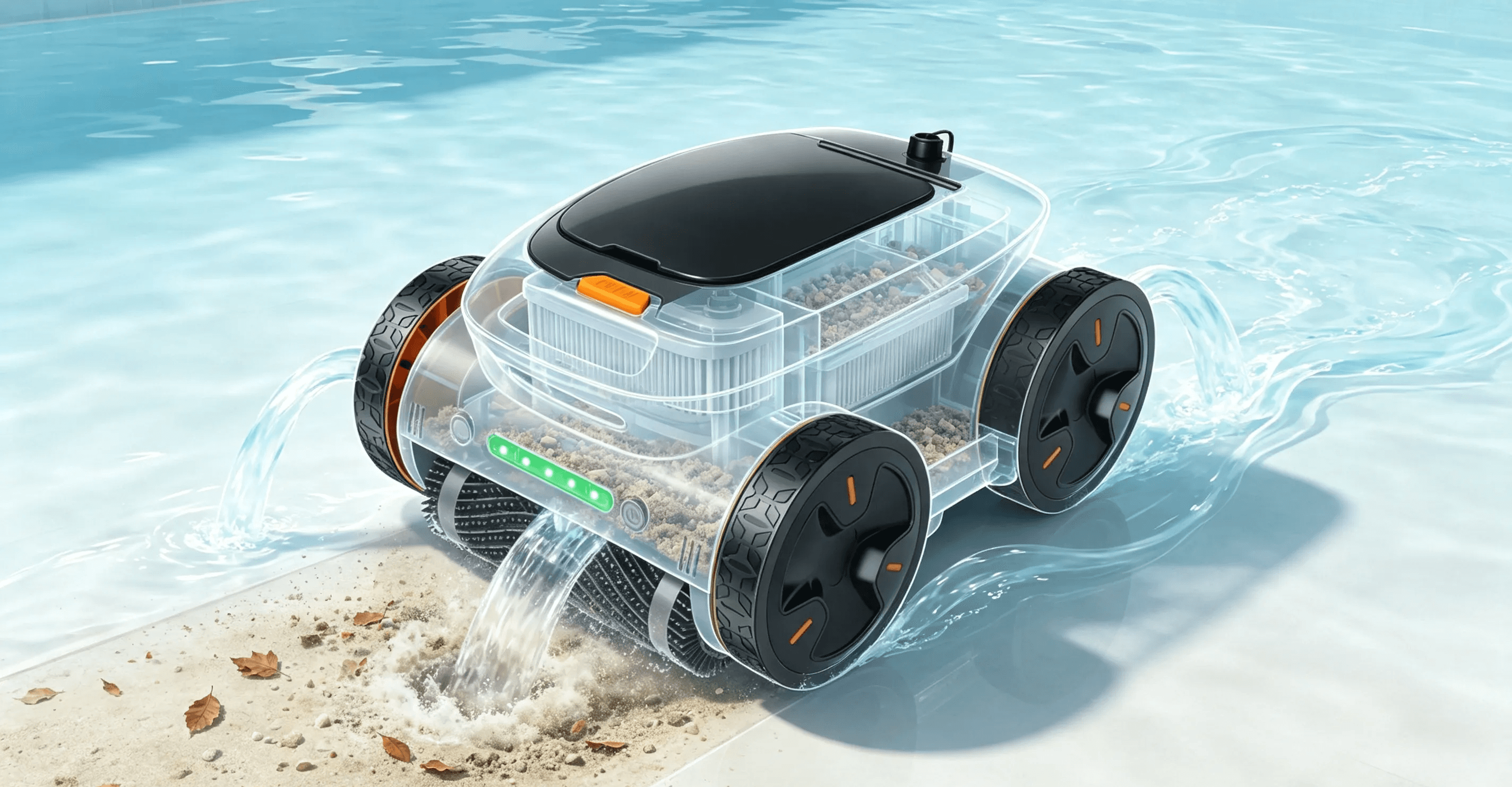 Suction and filtration process inside a robotic pool cleaner