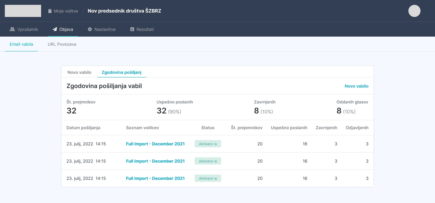 oneclickvoting - invitation history