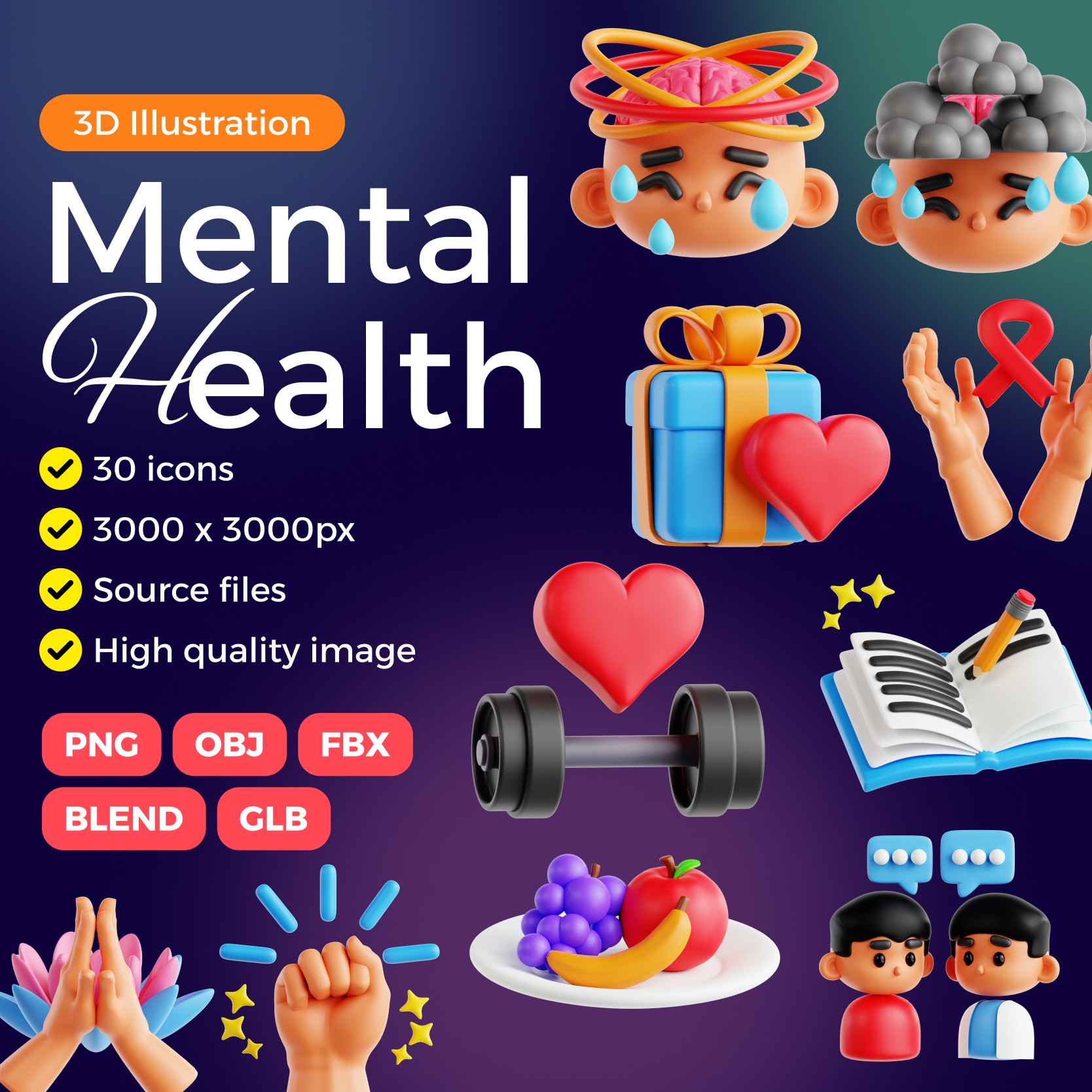 mental-health-3d-icon-pack