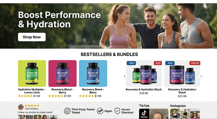 perforance supplement ecommerce brand for sale
