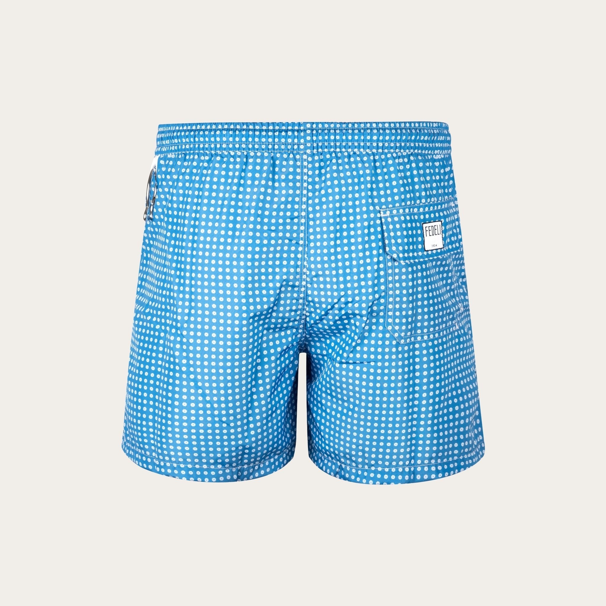 Madeira – The Sustainable Swim Trunk – Floral Blue / White - Mandelli UK