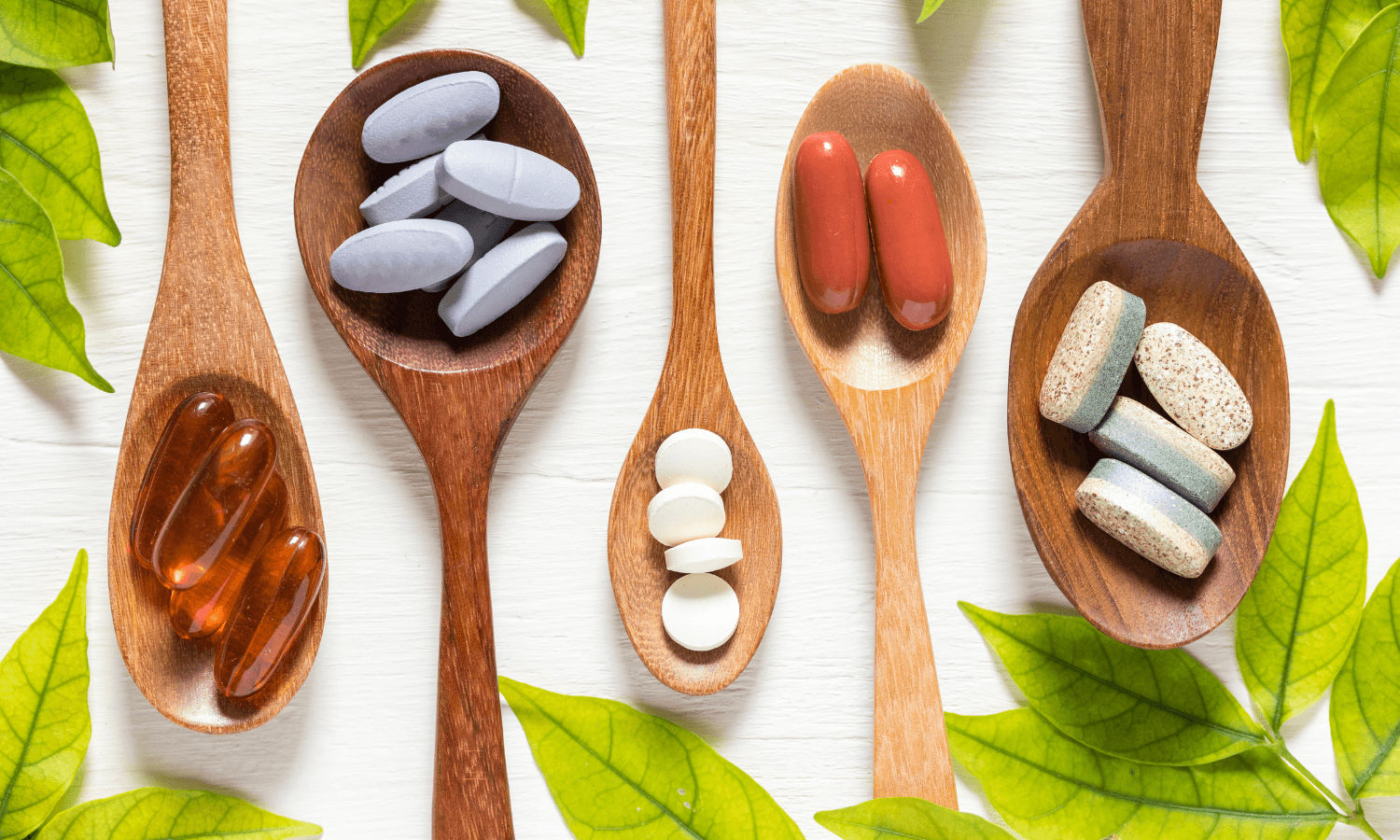 Spoons of probiotic capsules