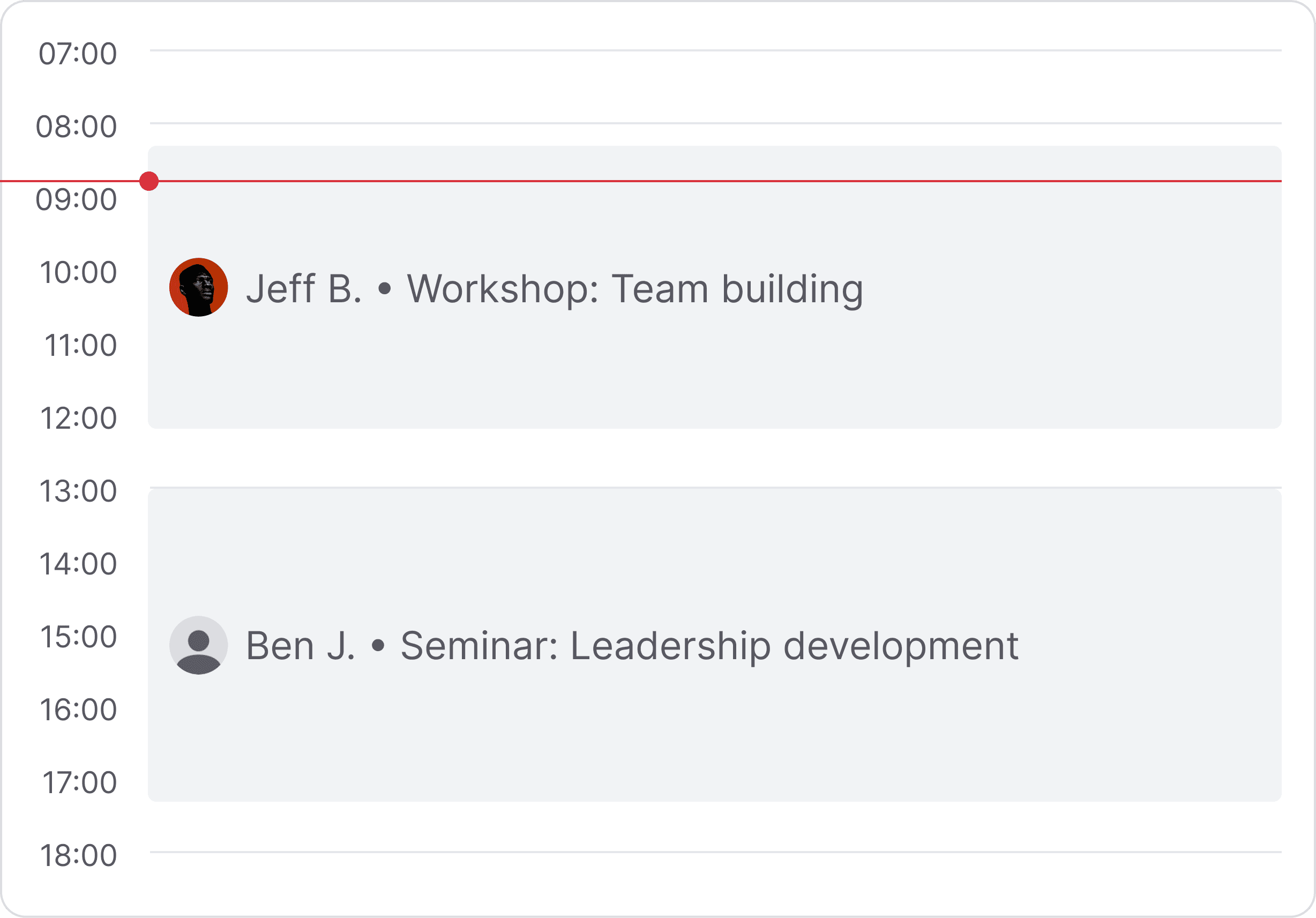 Booking calendar of meeting rooms