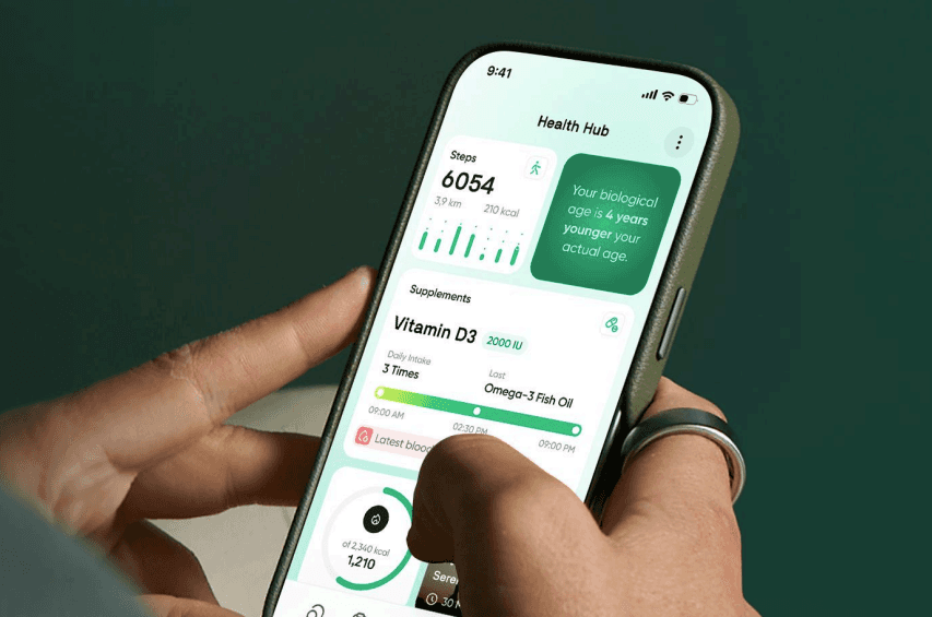 Neura Health: Quantified-self tracking homepage on a smartphone