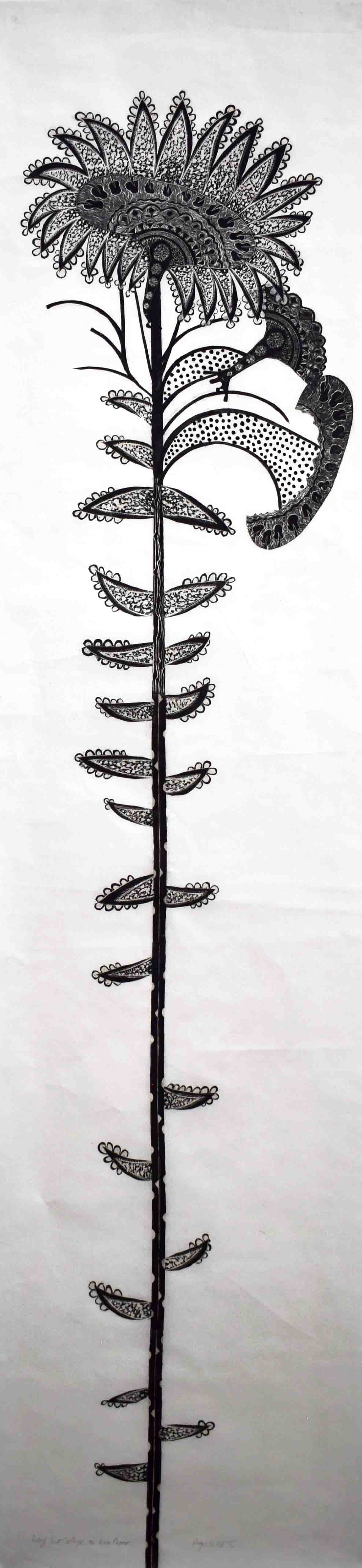 herd of sheep on road painting