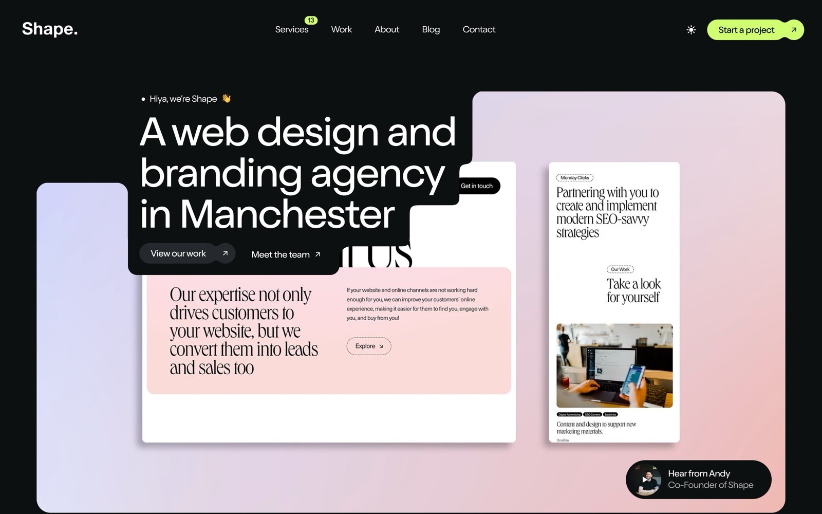 Made by Shape Hero section screenshot