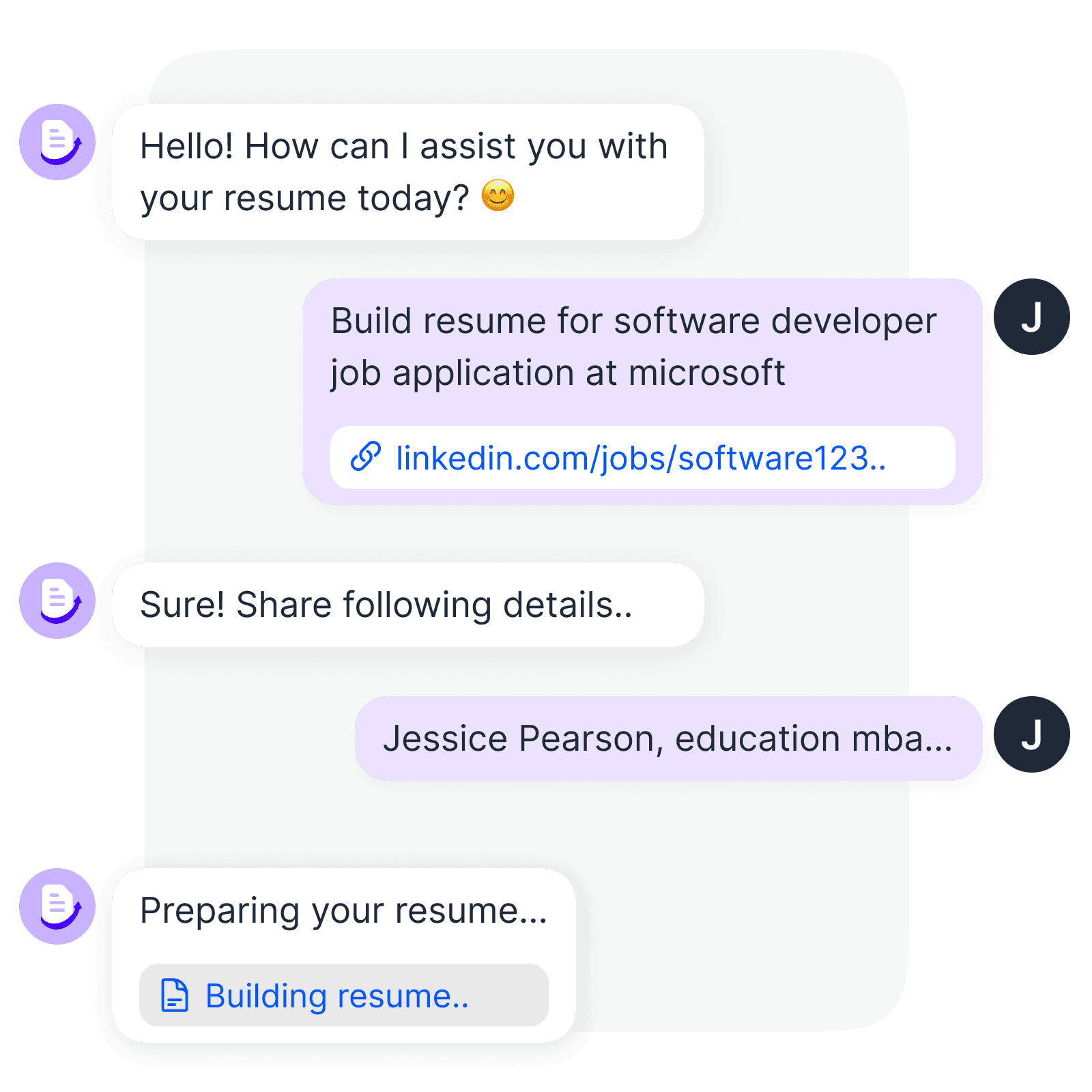 chat based resume building