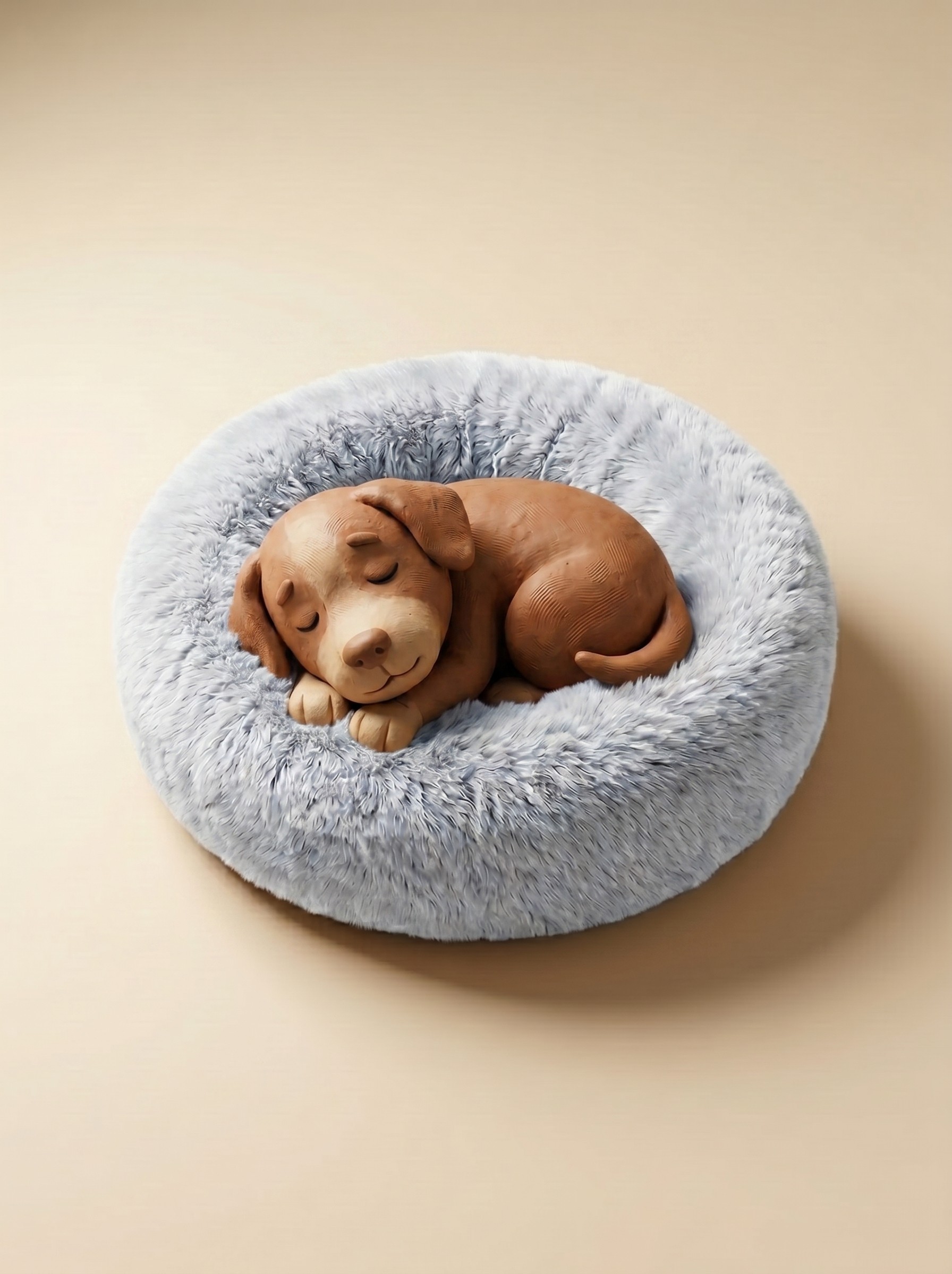 A calm Vizsla resting gracefully on a vintage leather sofa next to a Nuvorie chew toy in a peaceful home setting