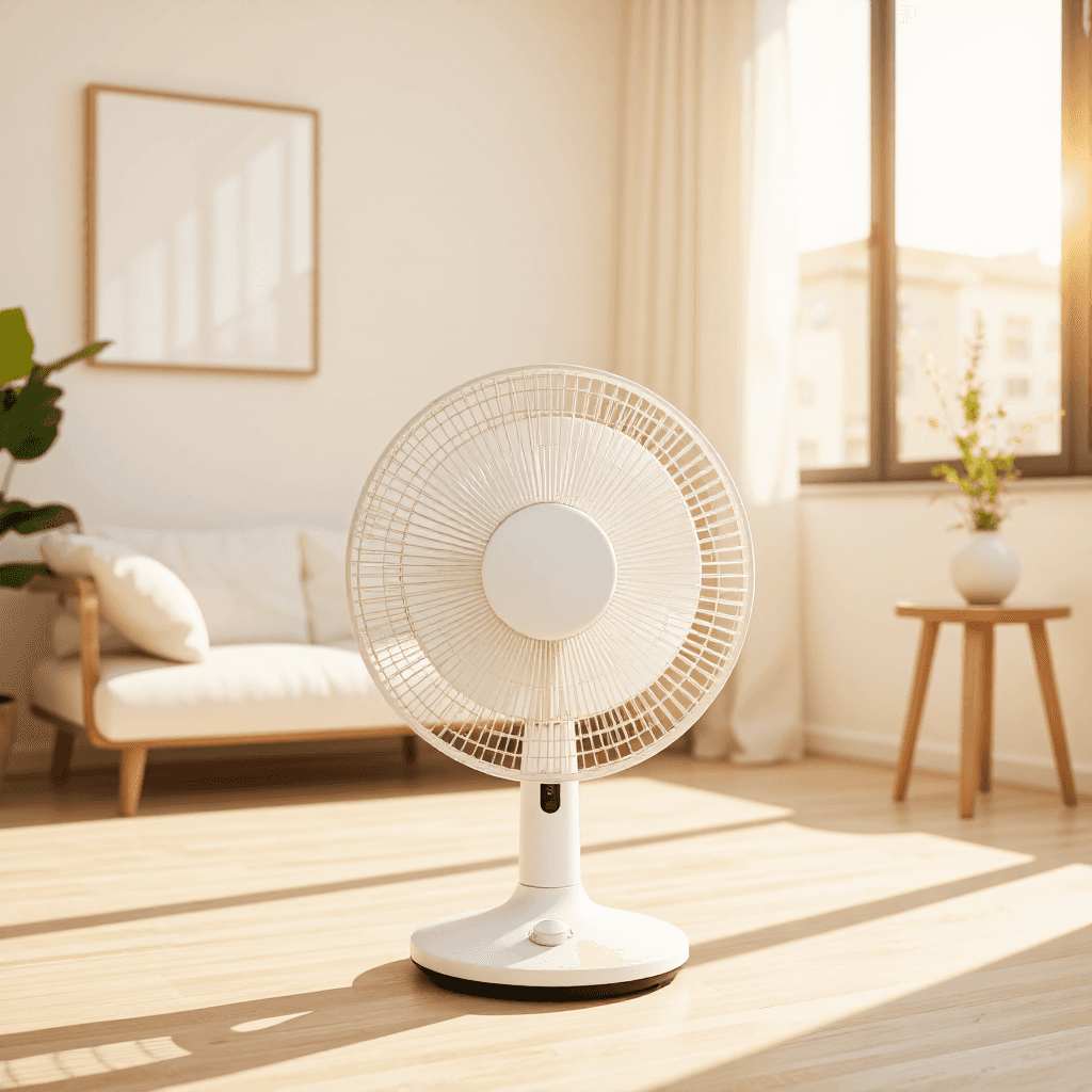 product photography of a table fan for personal cooling