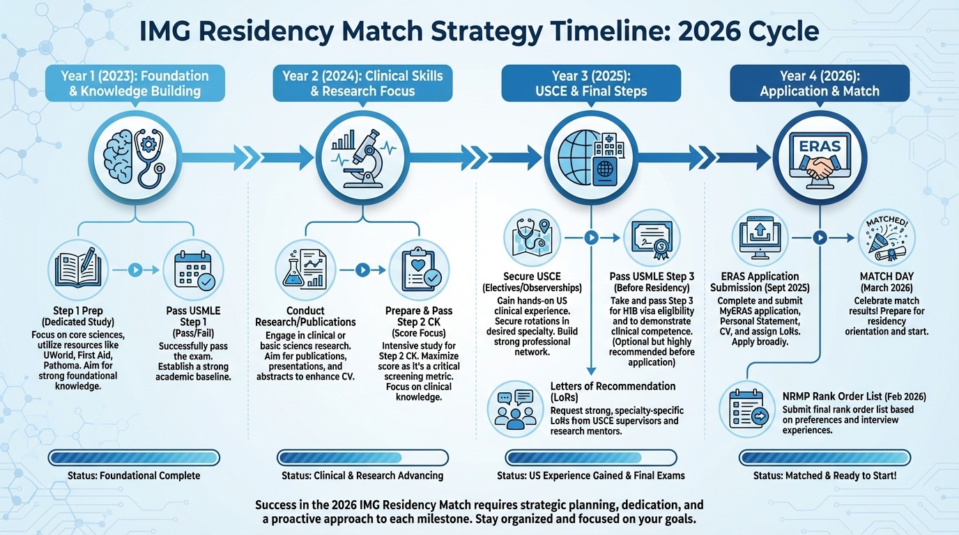 IMG residency match timeline strategy for 2026 showing key milestones