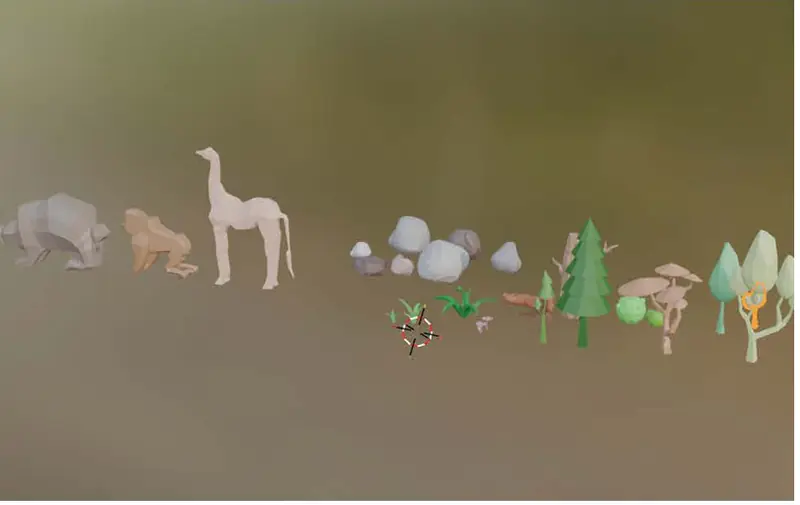 3D models of animals and trees