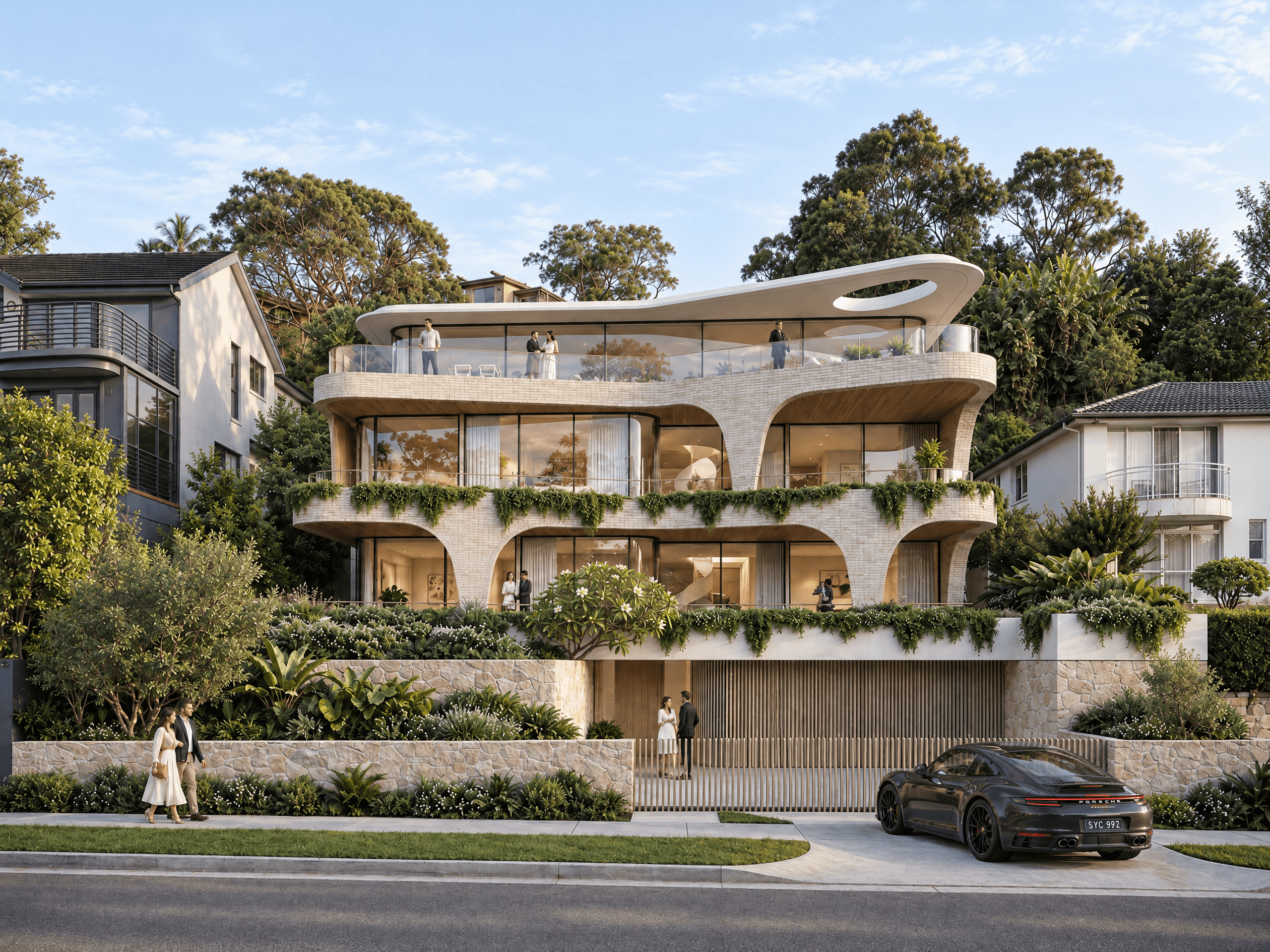 Castlecrag residence exterior with stepped roof form