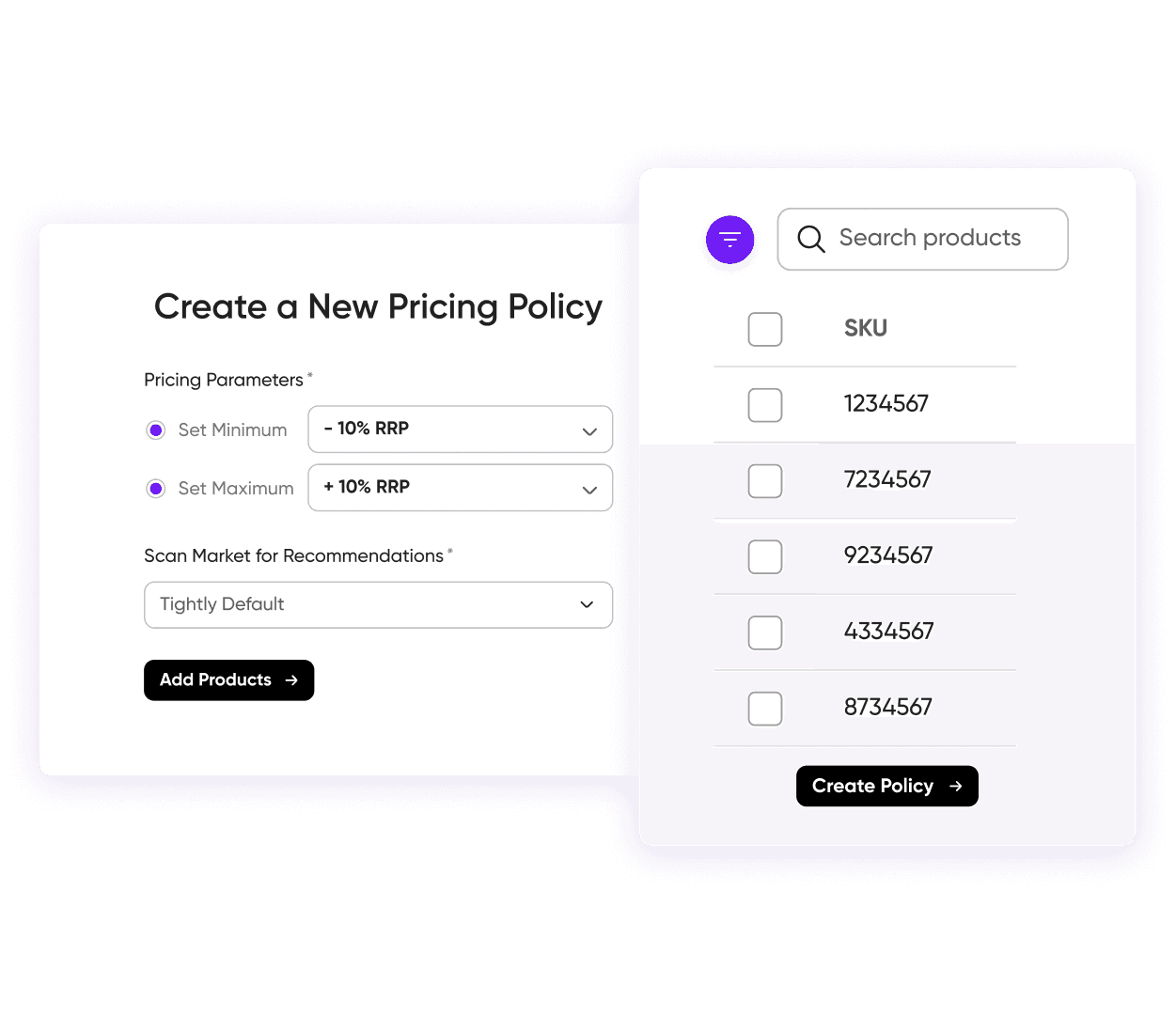 Apollo Visa virtual cards in white and black designs with contactless payment symbol