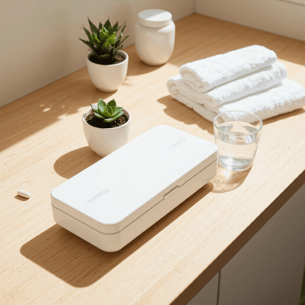 product photography of weekly pill organizer
