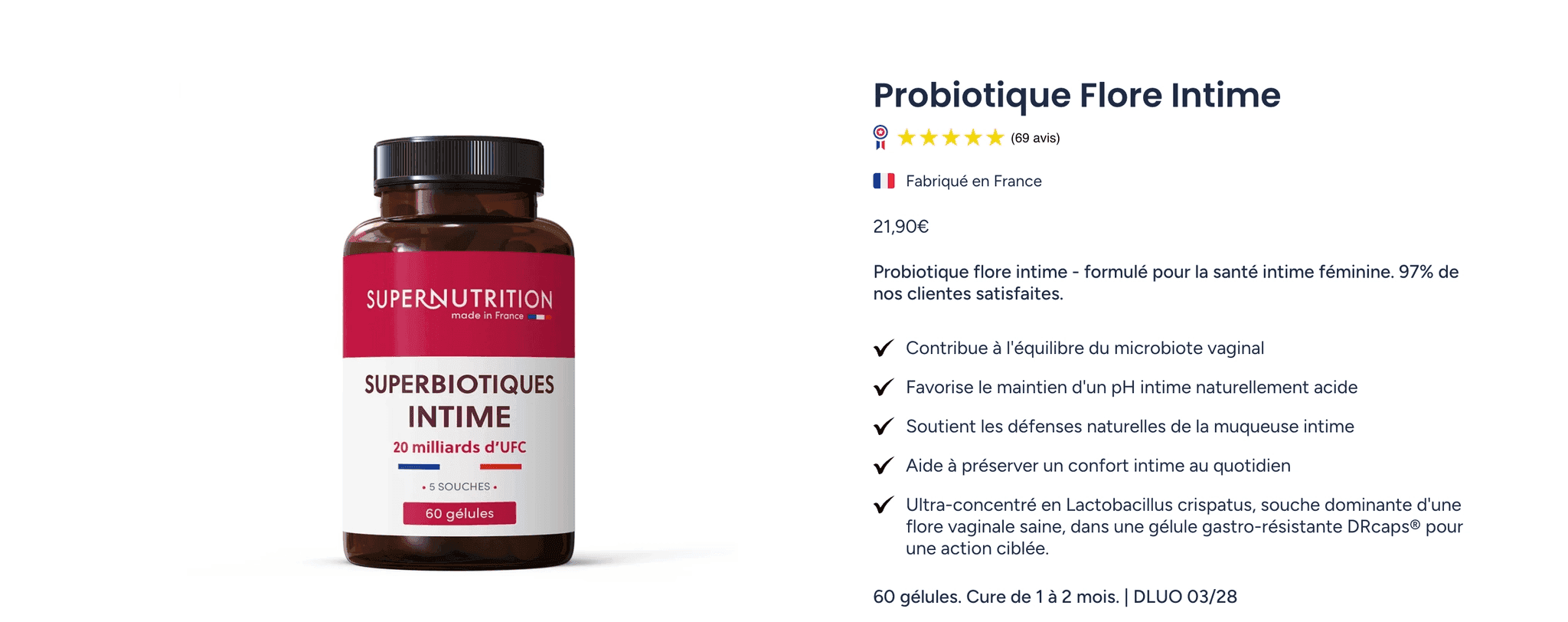 SuperNutrition Probiotiques Flore Intime