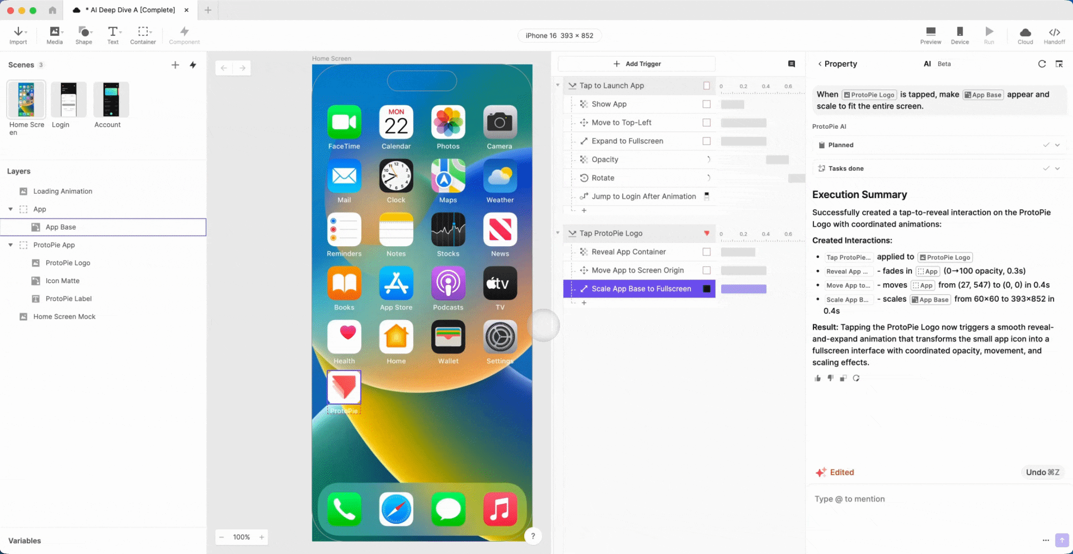 ProtoPie AI Revert Button to undo AI interactions