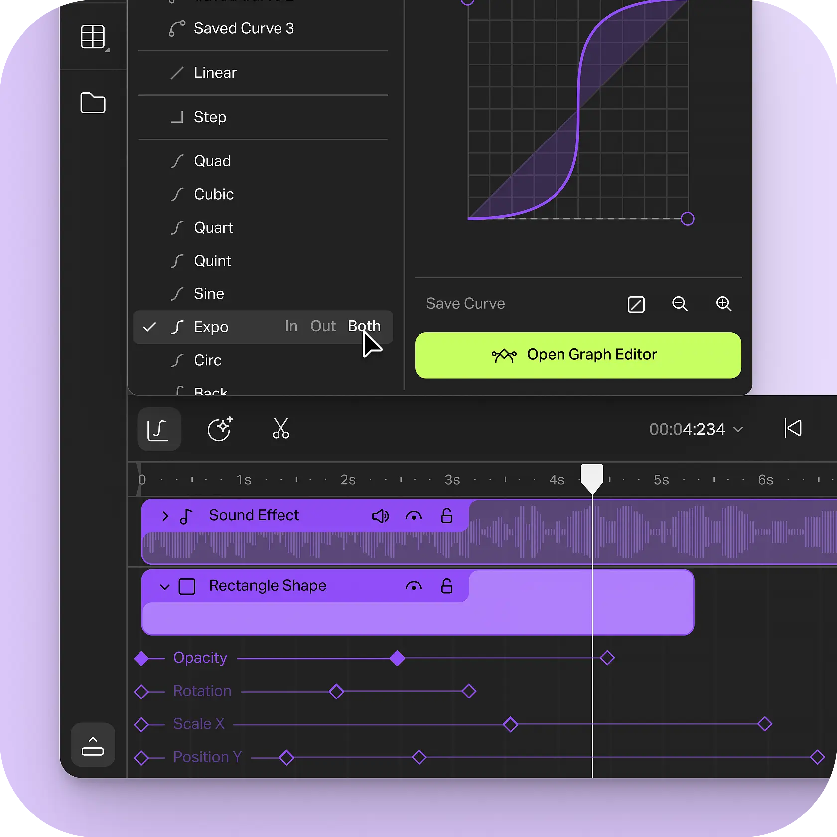 Create amazing motion graphics with an intuitive timeline editor.