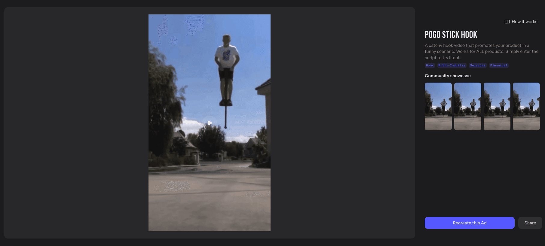 Pogo stick hook template