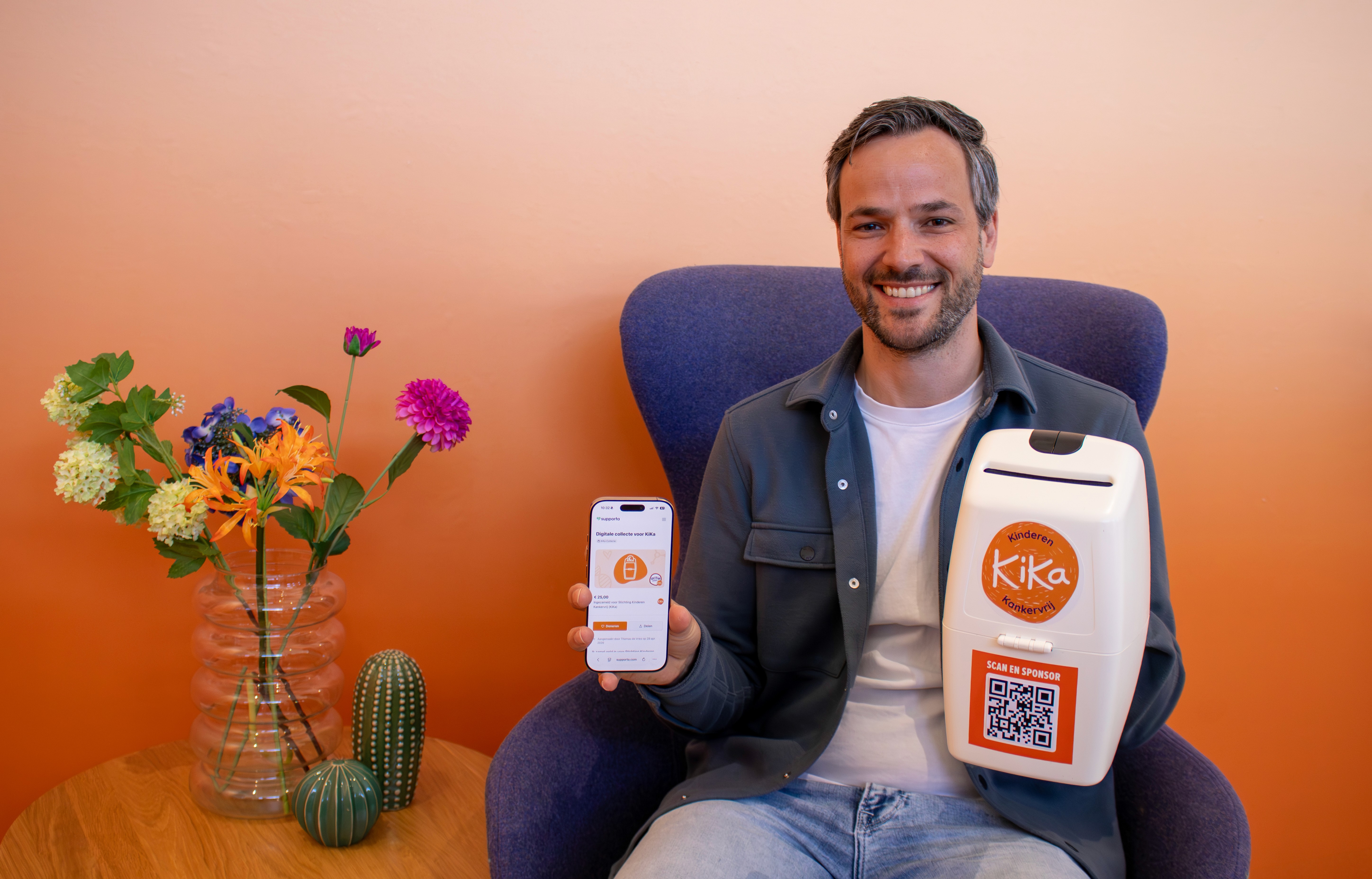 Telefoon met Collecte voor KiKa pagina