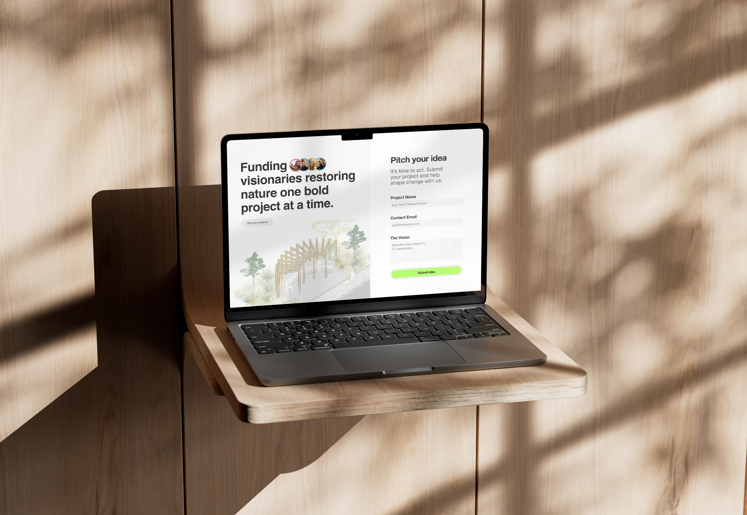 Mock up mac book greenunity citizen-driven web platform