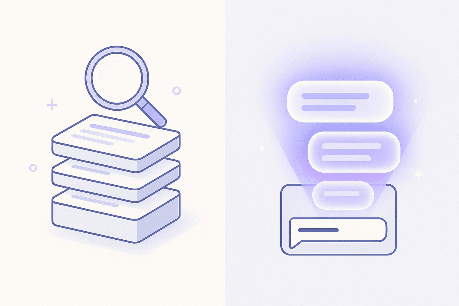Side-by-side illustration comparing traditional SEO link rankings with answer engine optimization AI answers