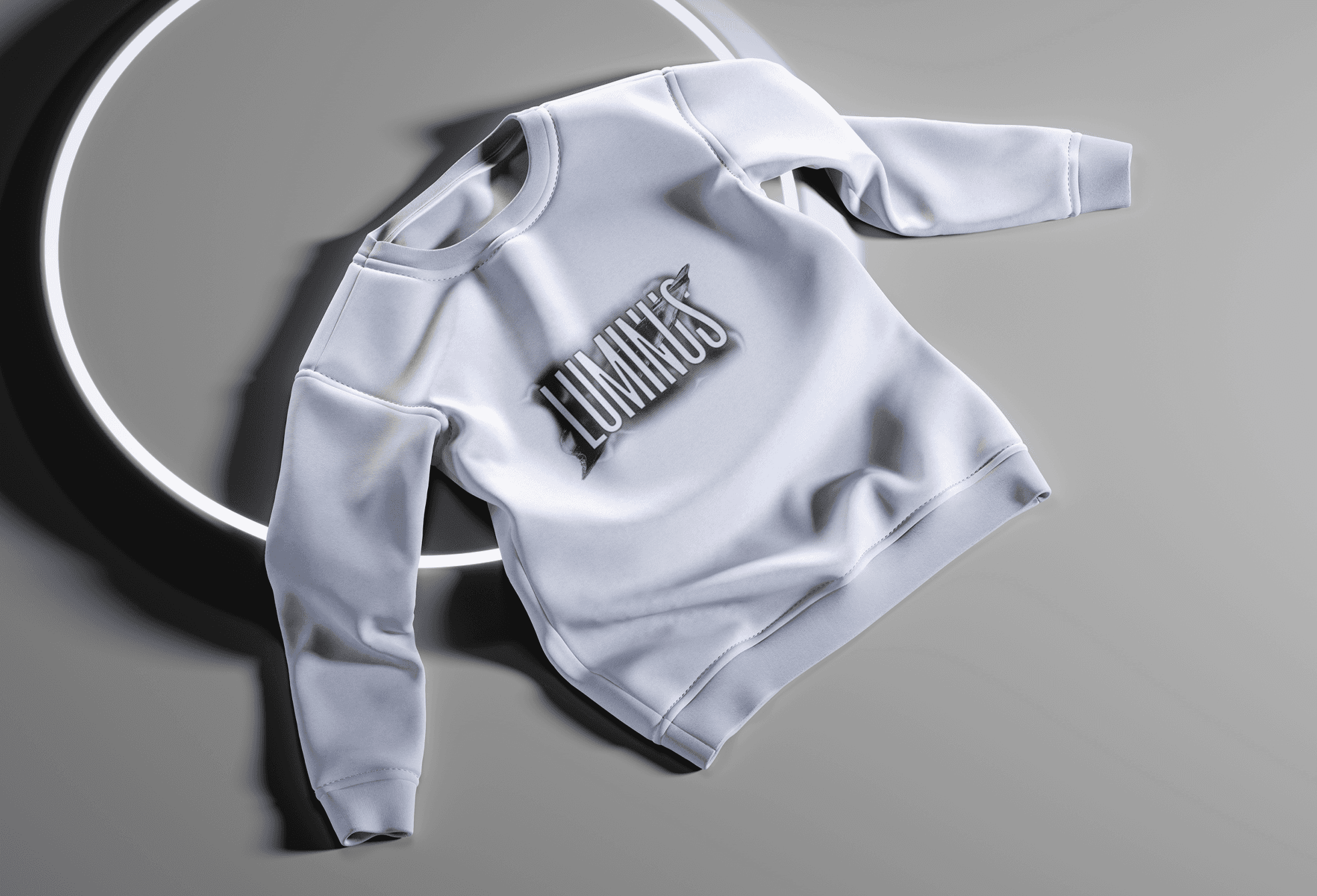 Sweat du projet Luminus, déclinaison textile de l’identité visuelle et direction artistique.