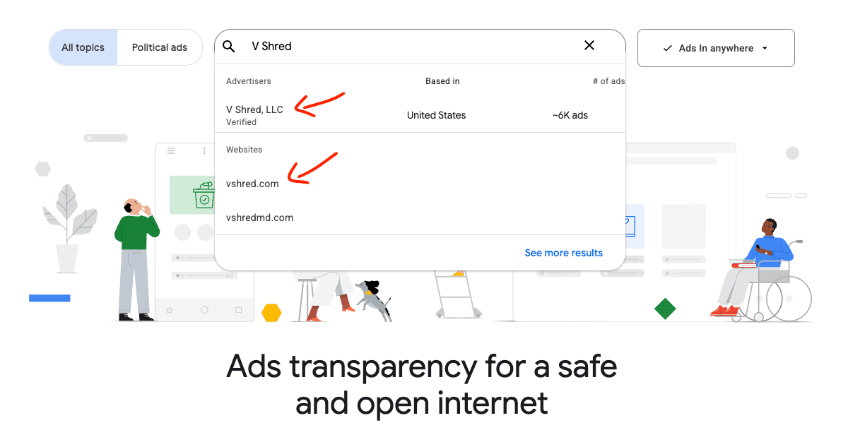 How to search for ads in the Google Ads Transparency Center