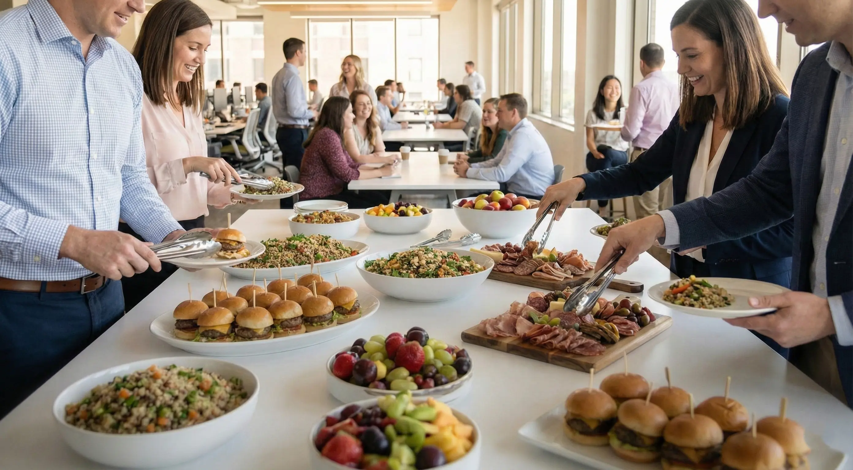 Catering food display representing corporate catering service