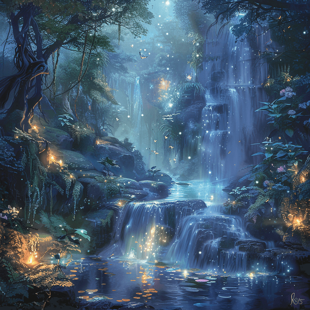 Mystical Forest and waterfall