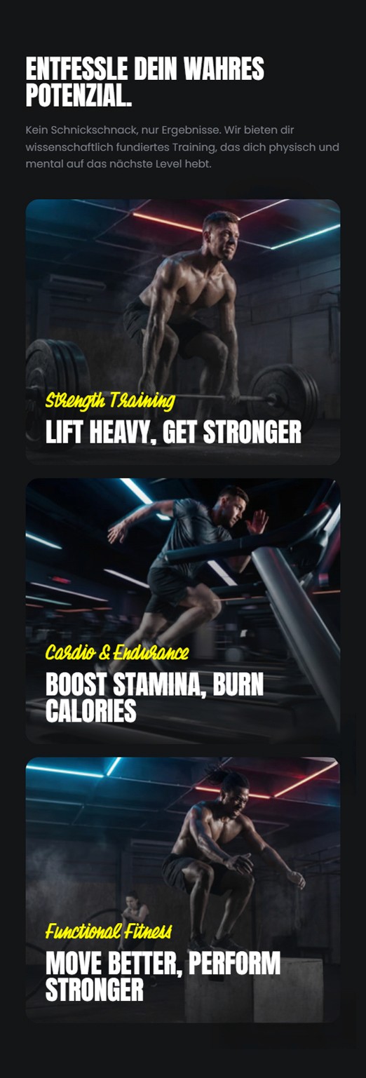 Modernes Landingpage Design für Fitnessstudio und Personal Trainer