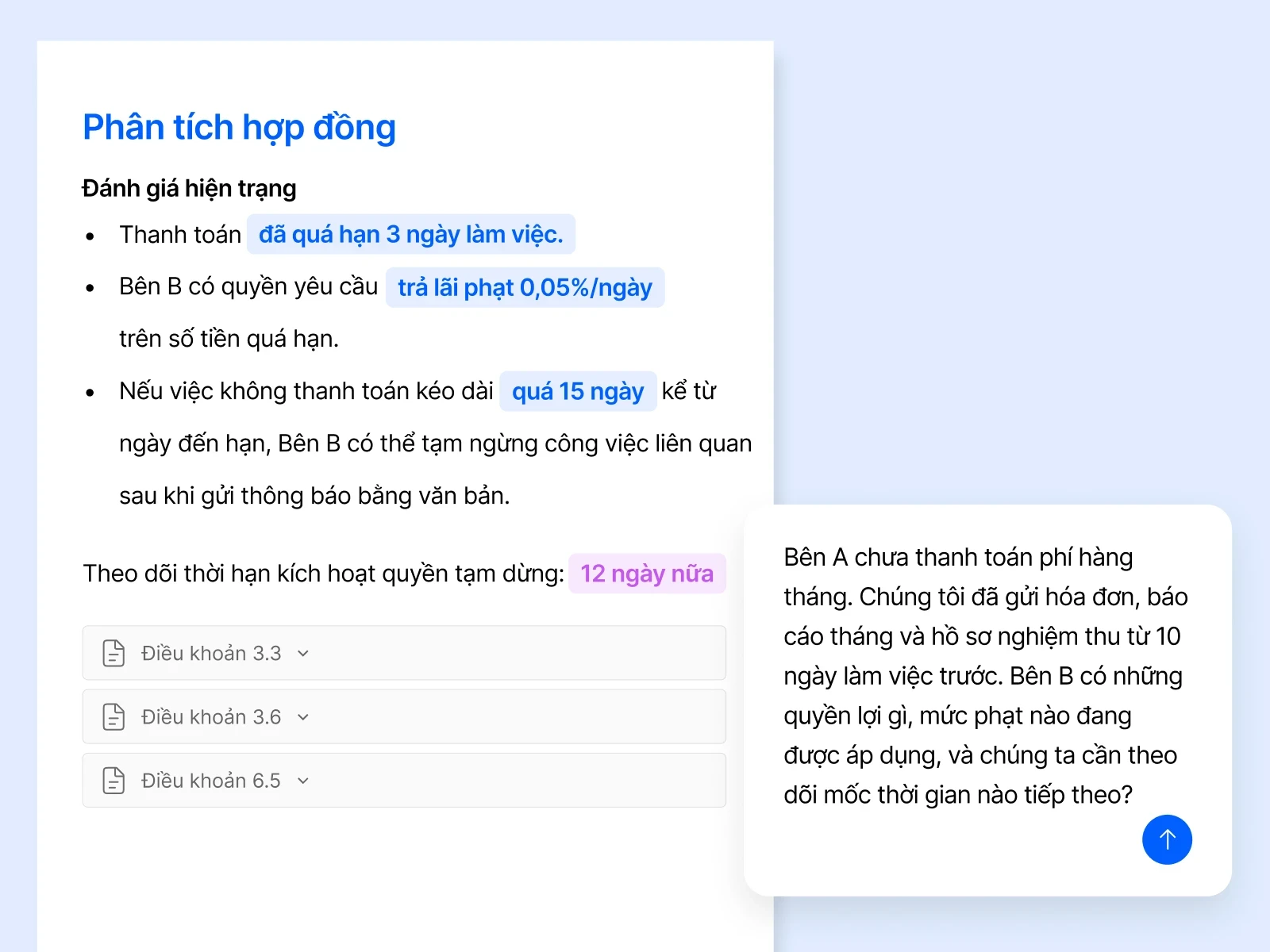 Doraverse Contract Agent phân tích kịch bản về quyền, thời hạn và chế tài hợp đồng