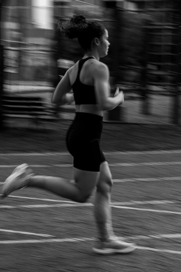 runner side shot on track
