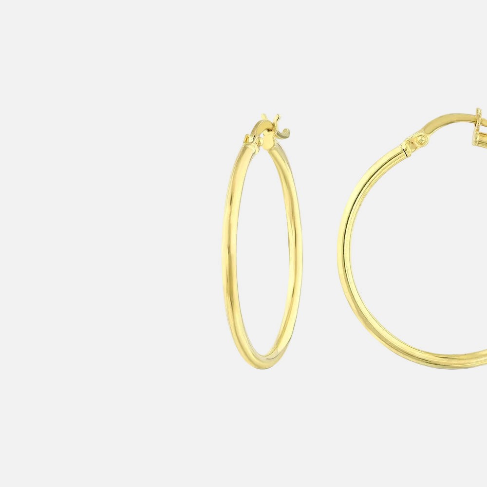 Assos Pırlanta 14 Ayar Sarı Altın 3 cm Halka Küpe