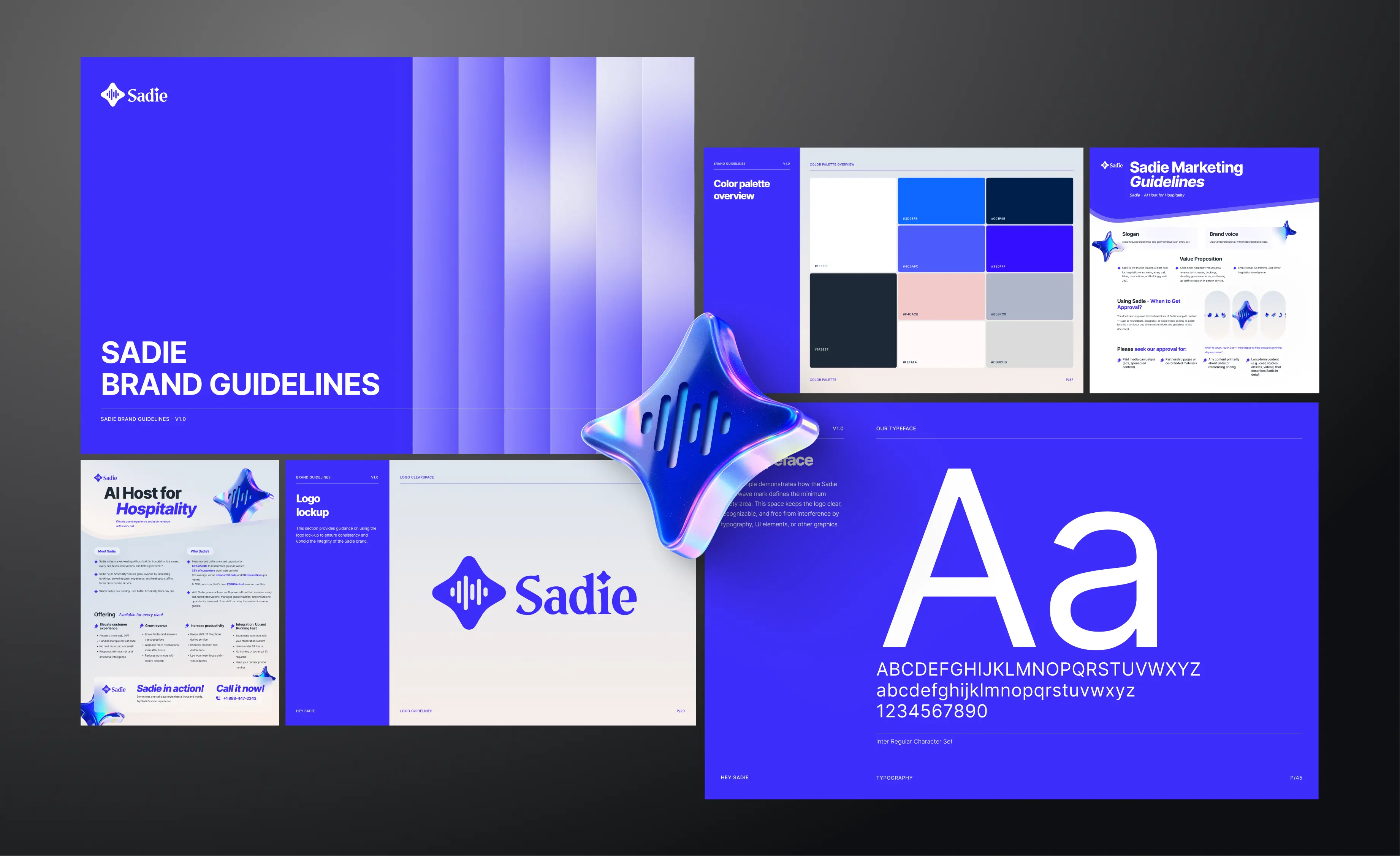 Sadie AI Host website section mockups