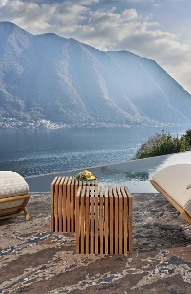 white greenhouse on the shores of the lake como