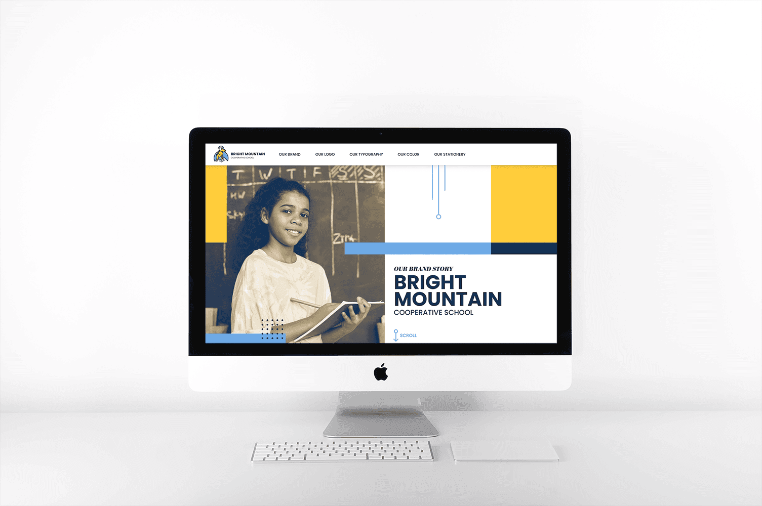 Bright Mountain Brandbook Mockup on desktop computer