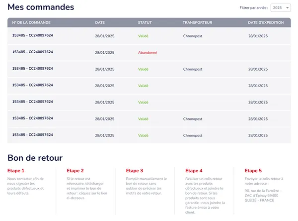 design desktop commandes b2b