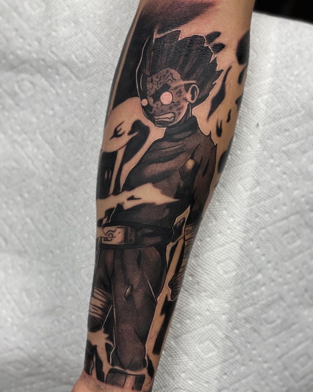 grayscale rock lee manga panel tattoo