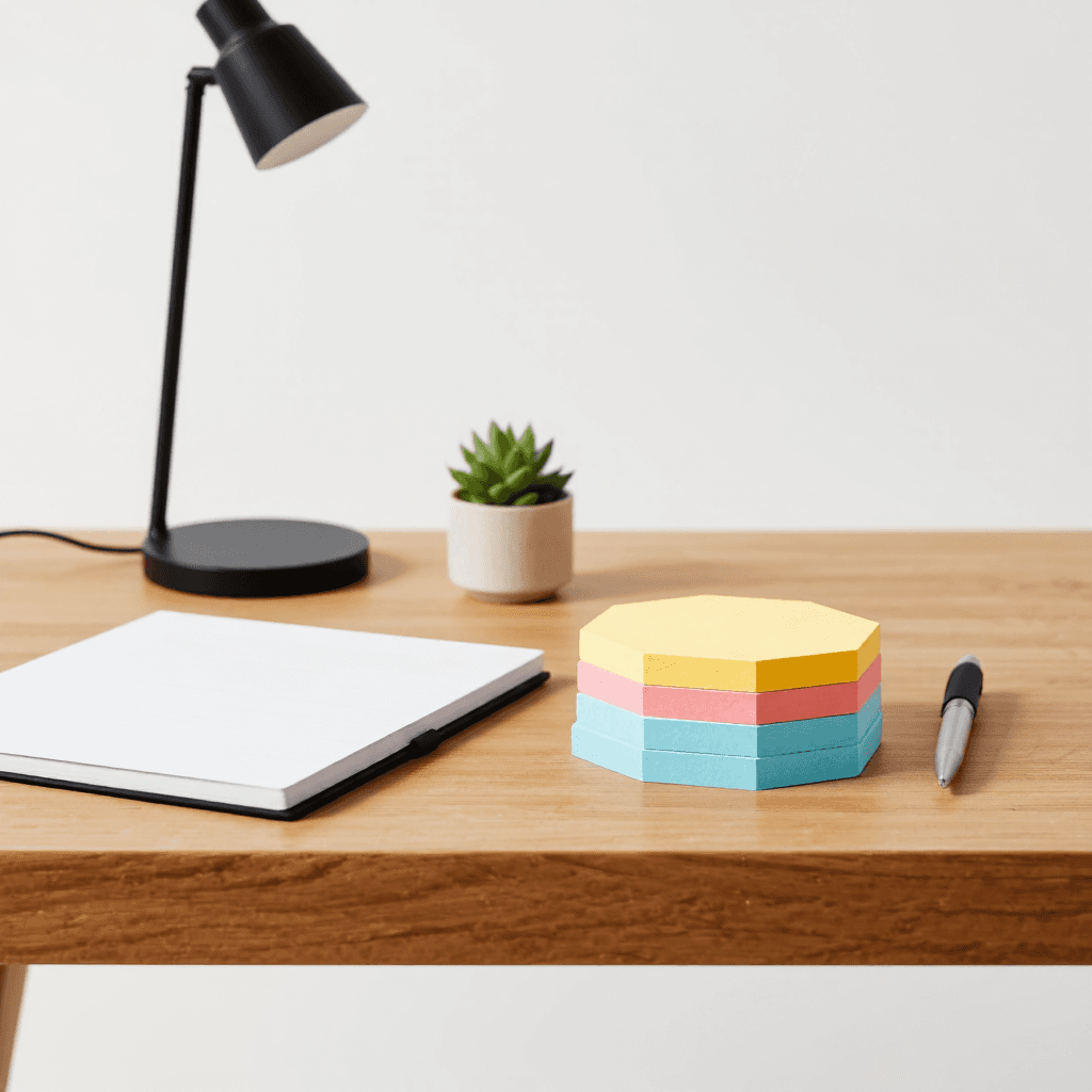 product photography of hexagonal sticky note