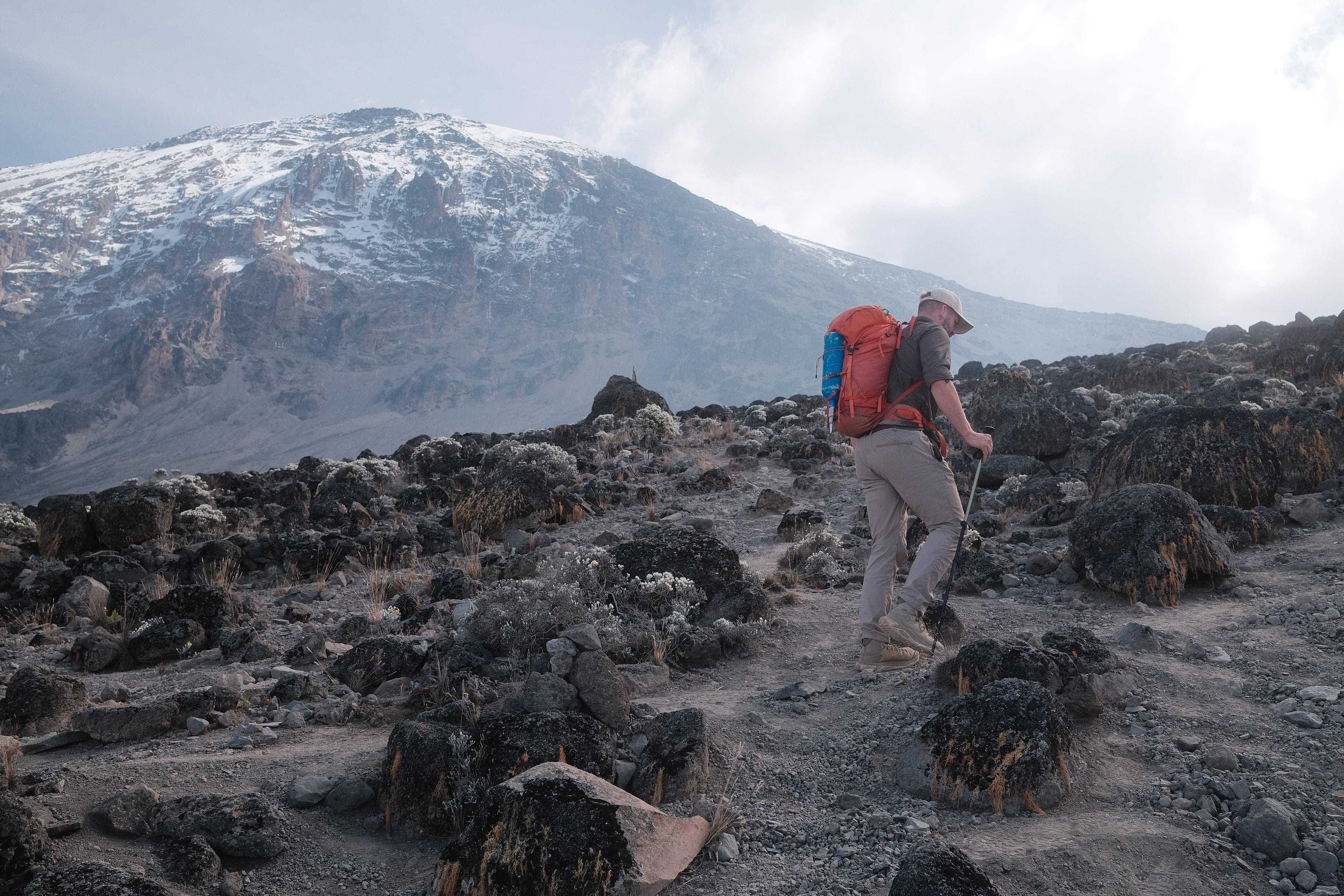 The alpine desert zone of Kilimanjaro showing the dramatic landscape climbers experience throughout the journey, not only at the summit.