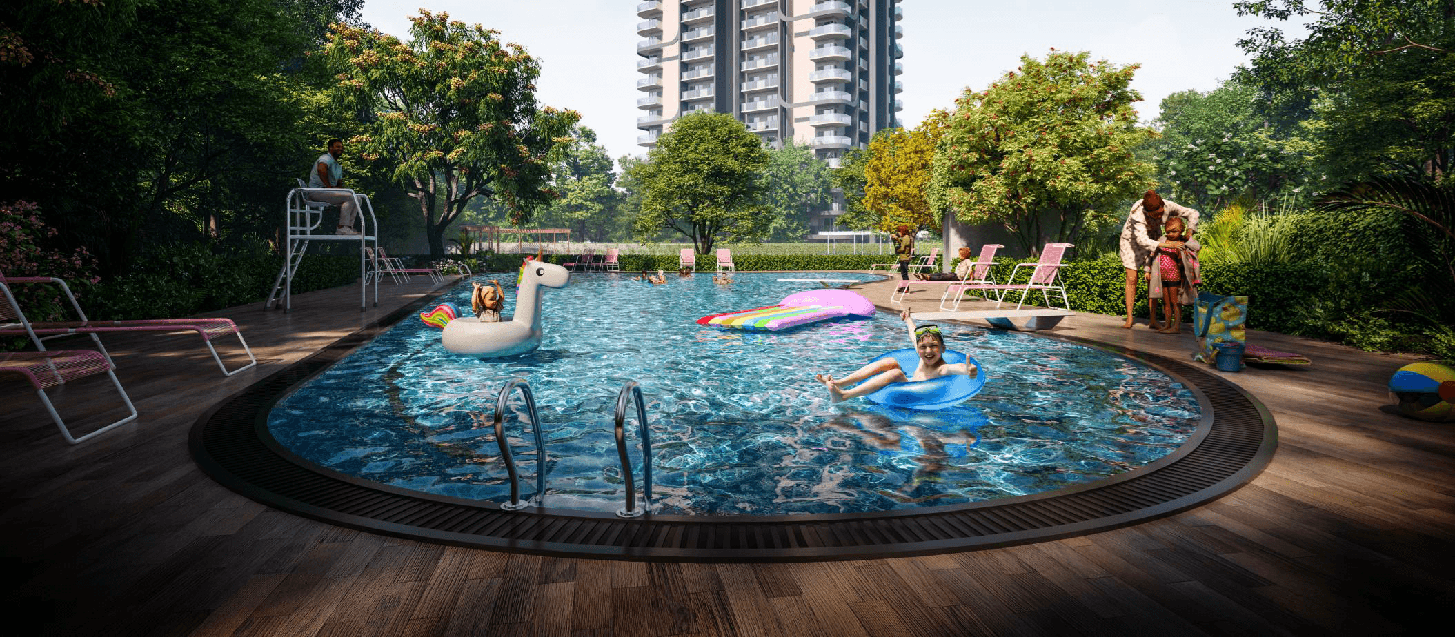Luxury infinity swimming pool at M3M Opus Sector 67 Gurgaon with exclusive resident access and premium deck area.