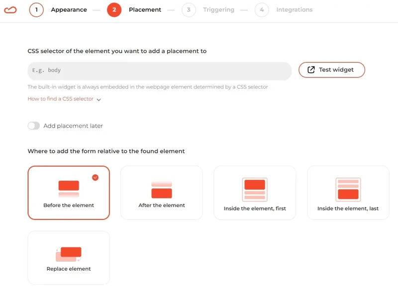 Built-in-form-placement-options